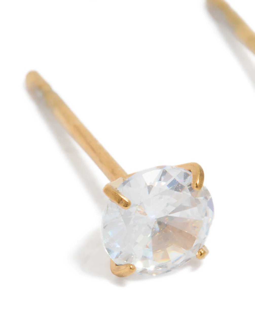 Waterproof Gold Plated Stainless Steel Cubic Zirconia Stud Earrings 5 MM - Image 4