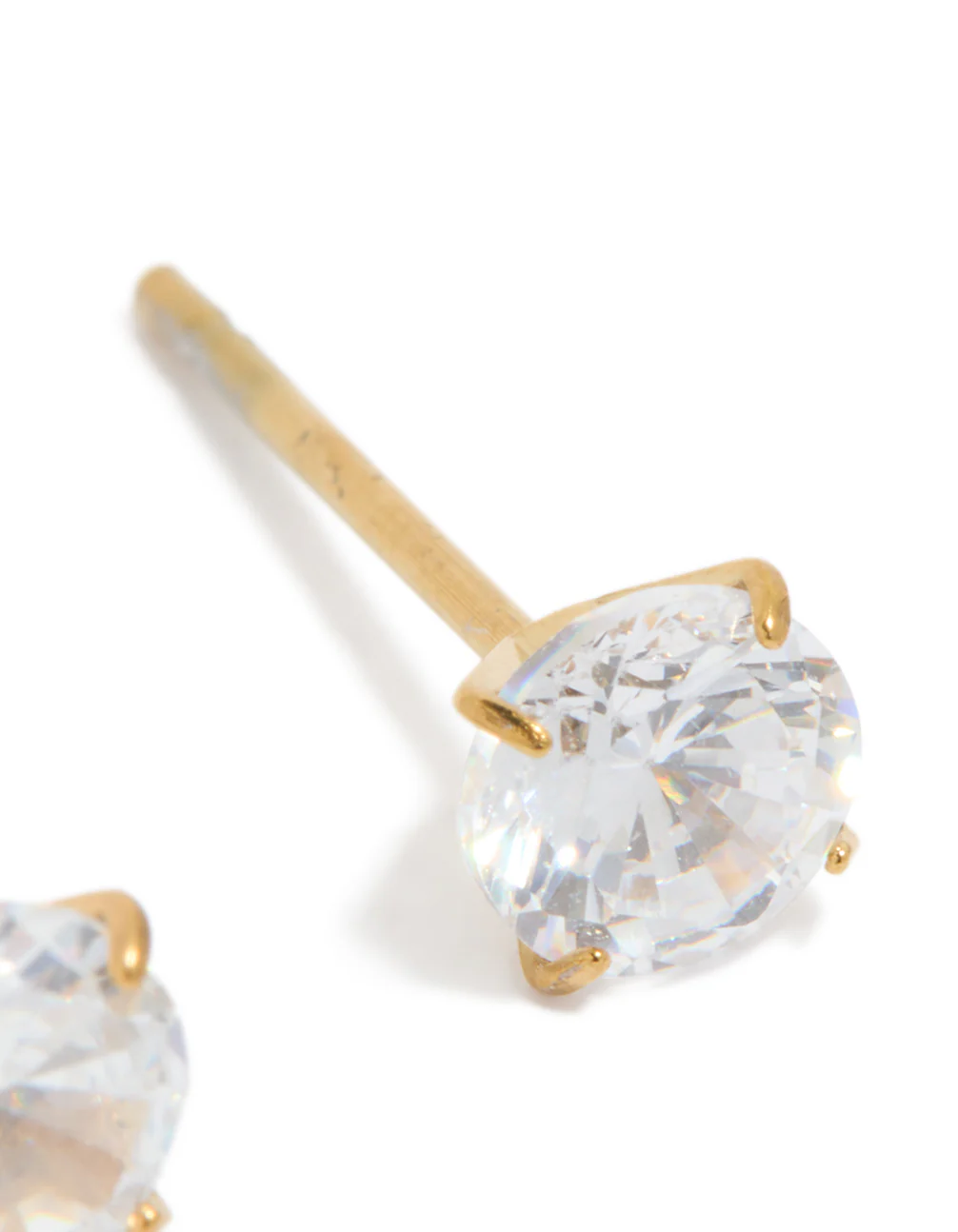 Waterproof Gold Plated Stainless Steel Cubic Zirconia Stud Earrings 5 MM - Image 5
