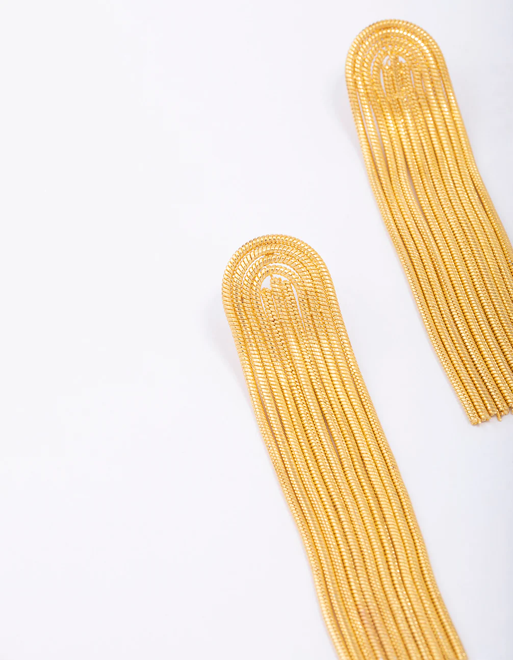 Waterproof Gold Plated Stainless Steel Curved Box Chain Drop Earrings - Image 2