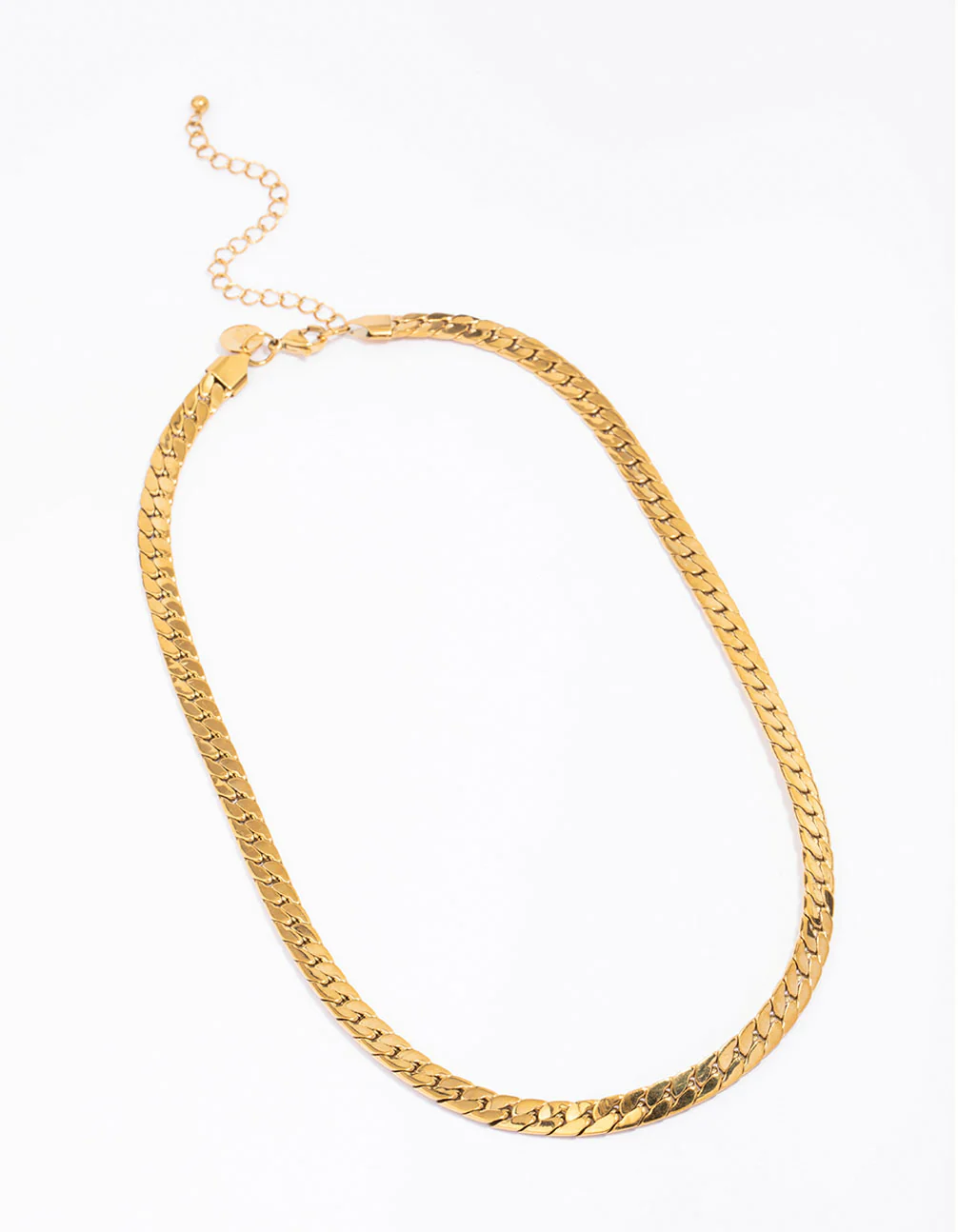 Waterproof Gold Plated Stainless Steel Flat Curb Chain Necklace - Image 2