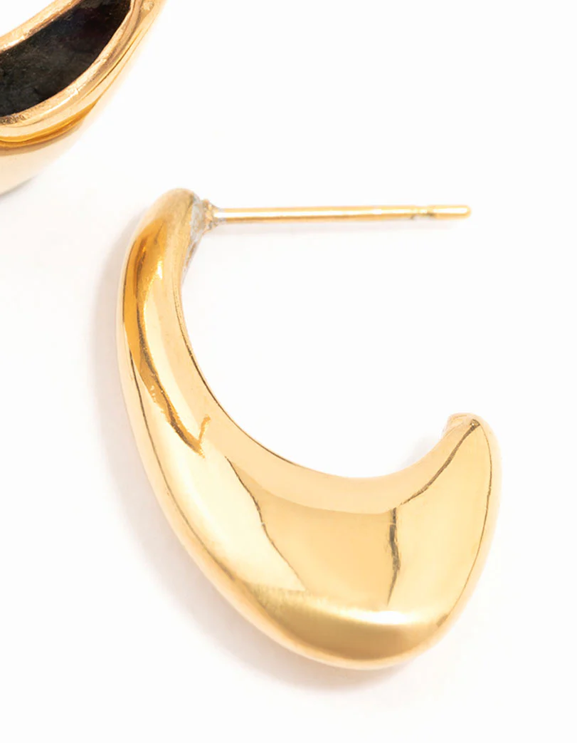 Waterproof Gold Plated Stainless Steel Oval Hoop Earrings - Image 3