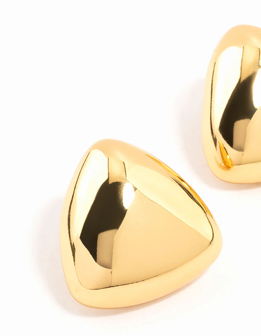 Waterproof Gold Plated Stainless Steel Puff Triangle Stud Earrings - Image 2