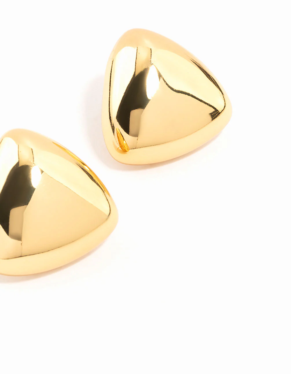Waterproof Gold Plated Stainless Steel Puff Triangle Stud Earrings - Image 3