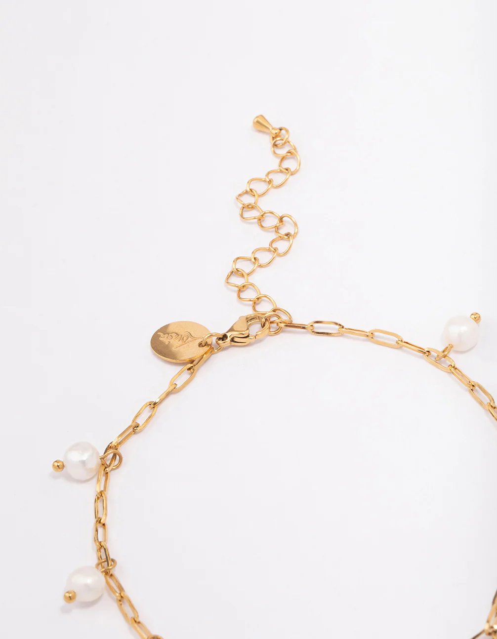 Waterproof Gold Plated Stainless Steel Station Freshwater Pearl Drop Anklet - Image 3