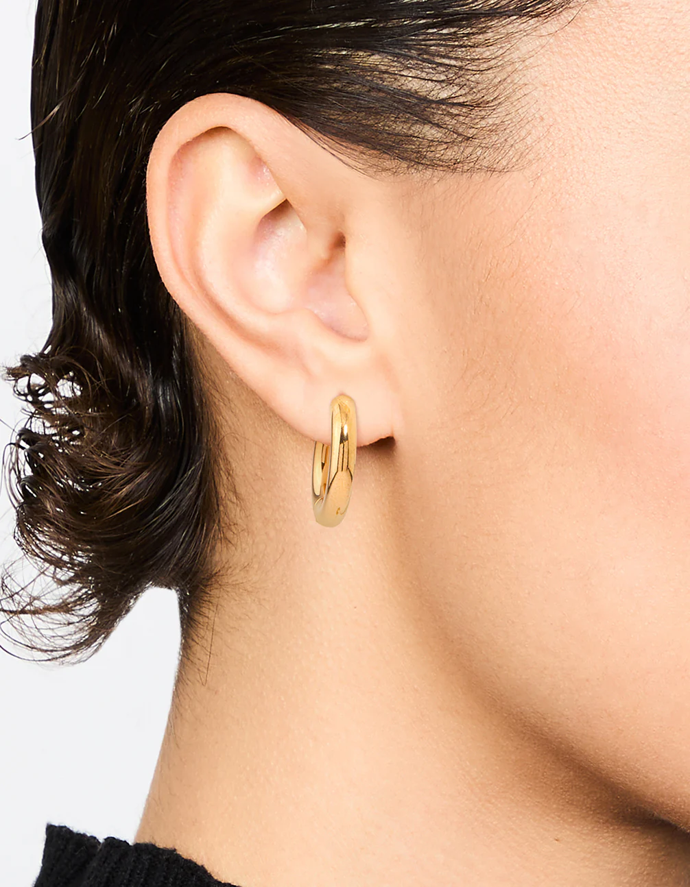 Waterproof Gold Plated Stainless Steel Thick Clicker Hoop Earrings 22 MM - Image 2