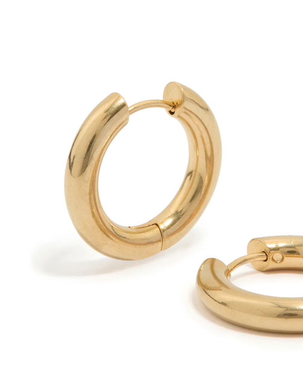 Waterproof Gold Plated Stainless Steel Thick Clicker Hoop Earrings 22 MM - Image 4