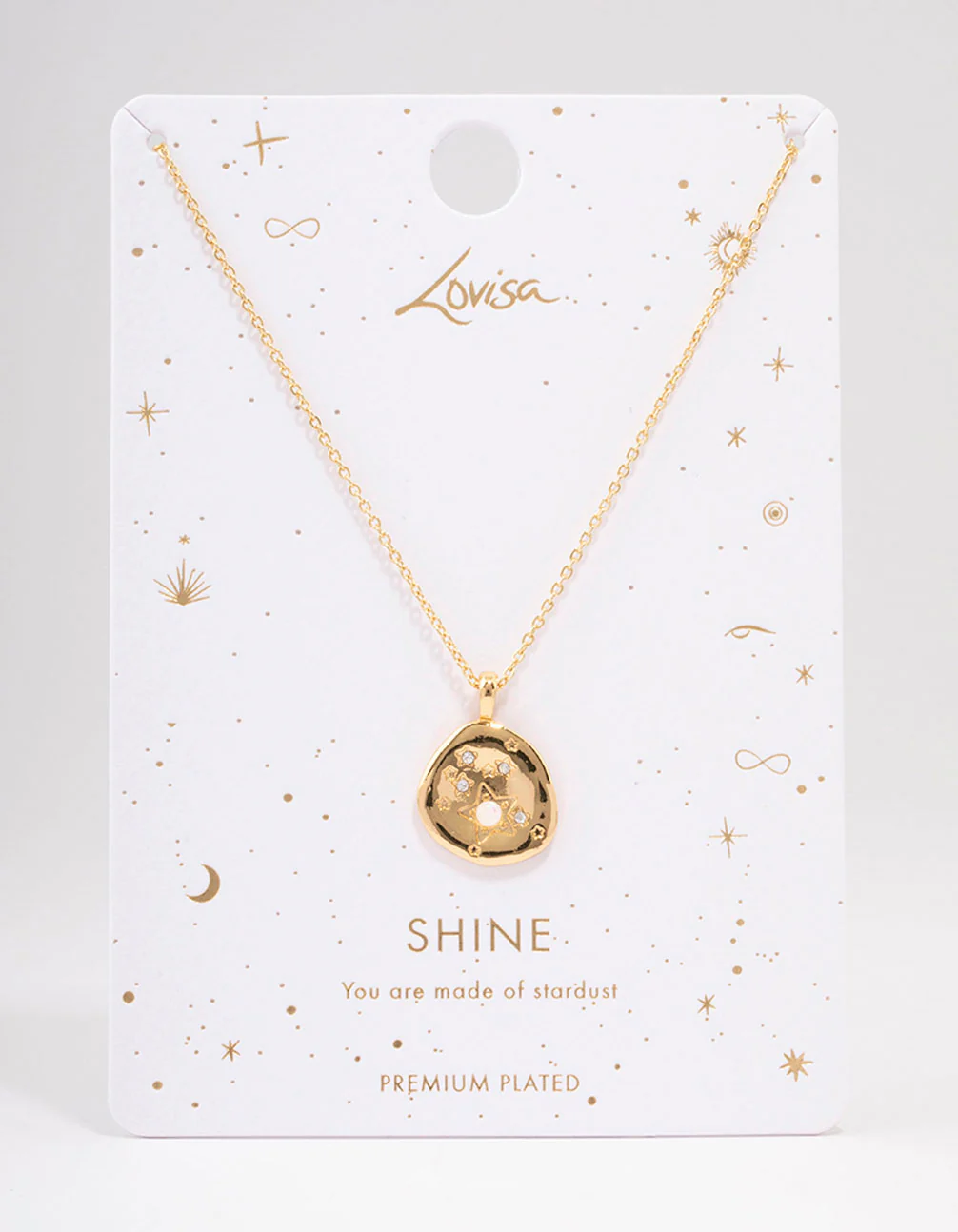 Gold Plated Star Cluster Coin Pendant Necklace - Image 2