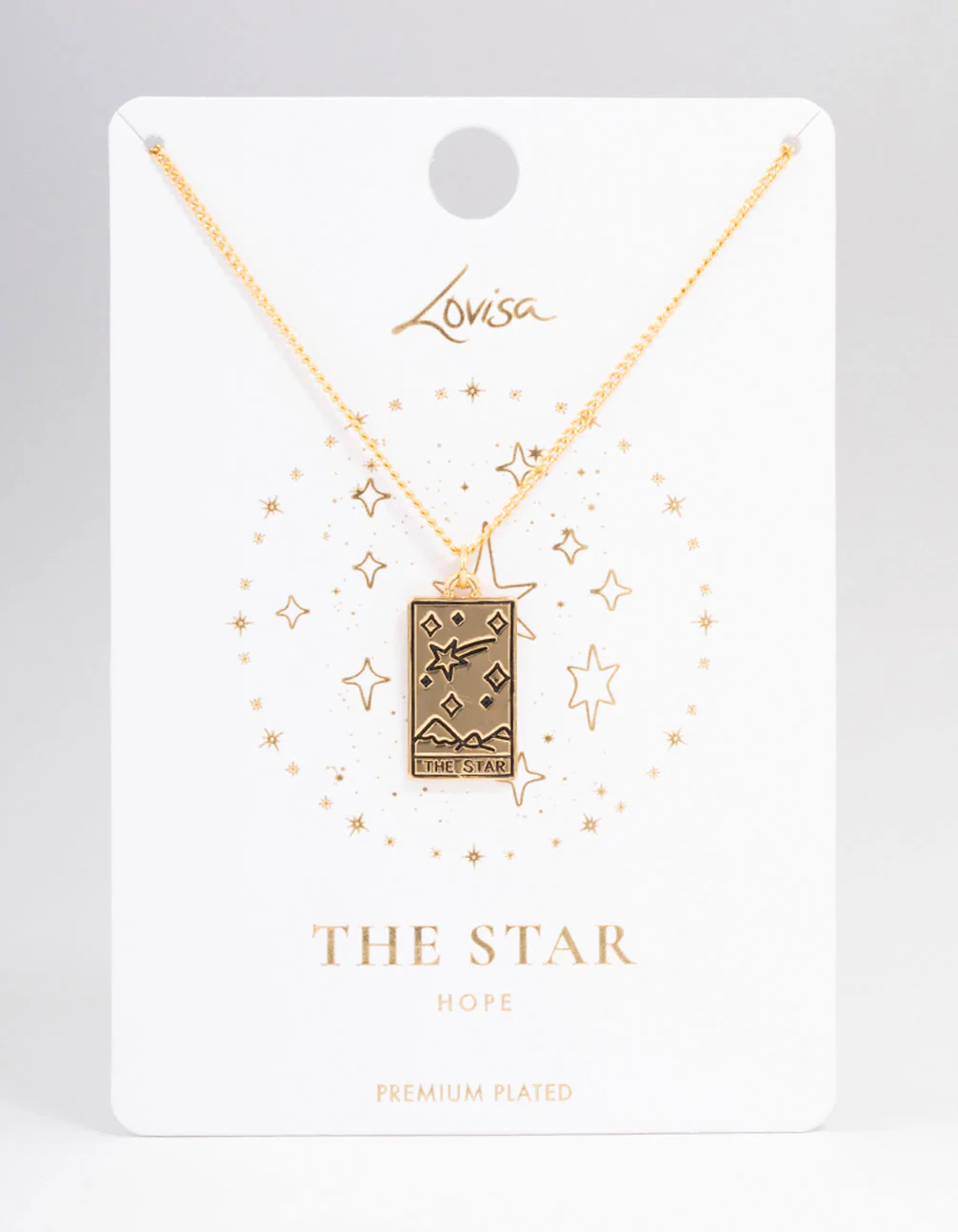 Gold Plated Star Tarot Card Pendant Necklace - Image 2