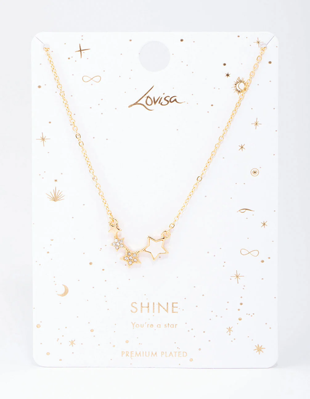 Gold Plated Star Trail Cubic Zirconia Pendant Necklace - Image 2