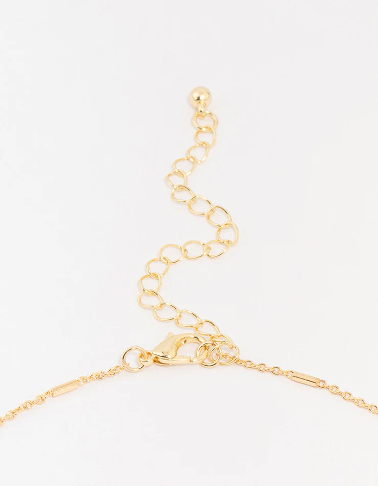 Gold Plated Brass Station Barell Necklace - Image 3