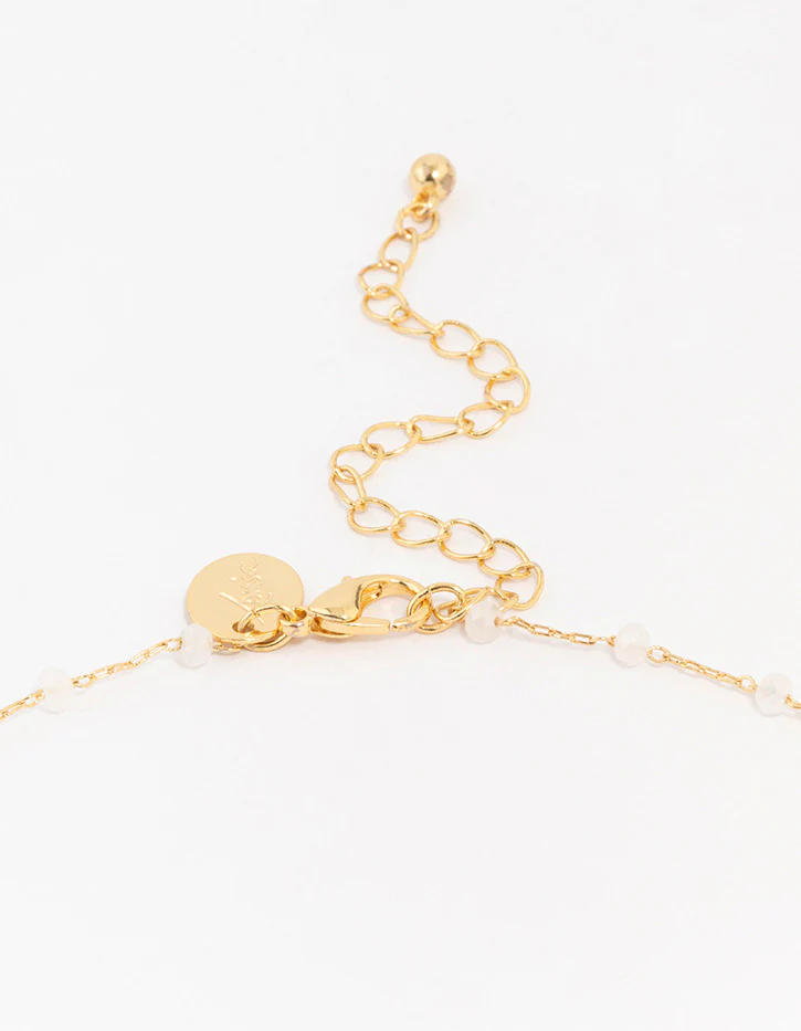 Gold Plated Brass Station Puffy Cubic Zirconia Heart Pendant Necklace - Image 3