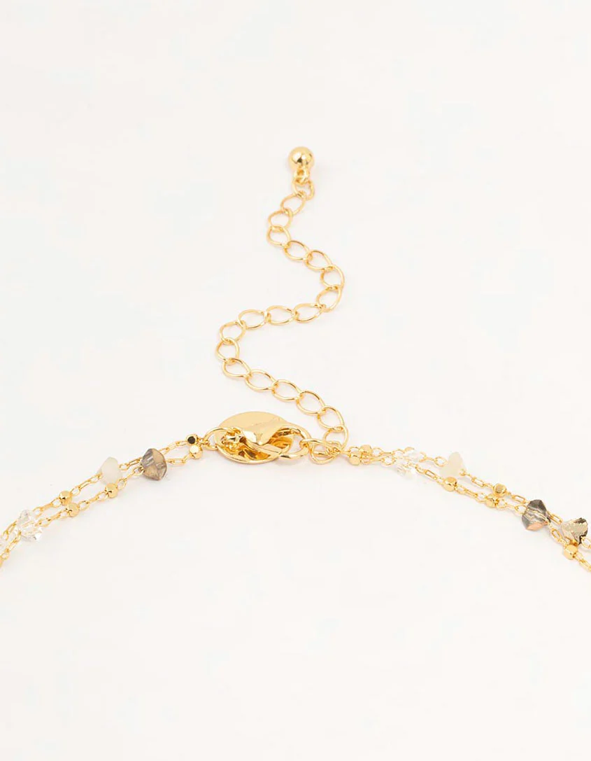 Gold Plated Station Semi Precious Shards And Ball Necklace - Image 3