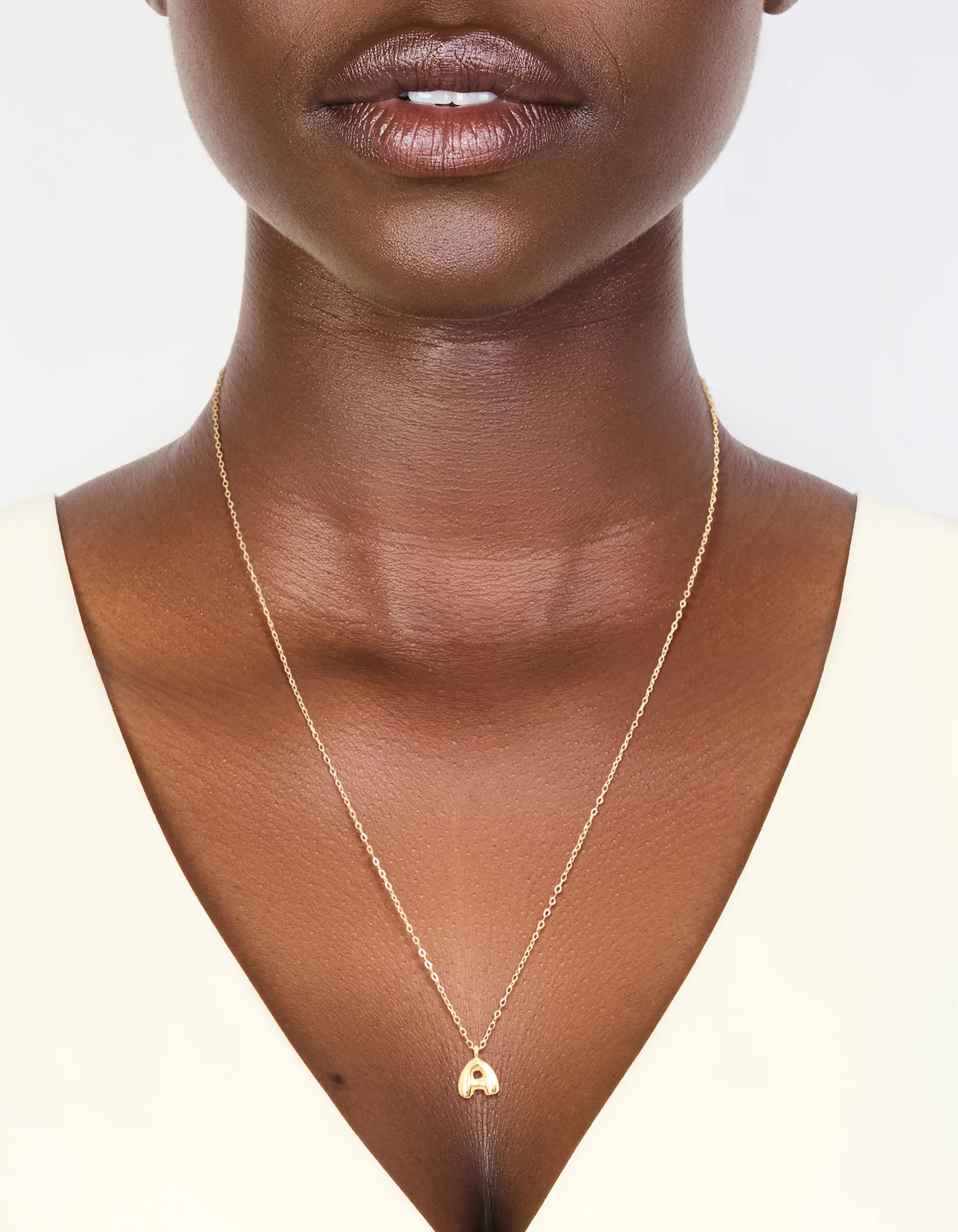 Gold Plated Sterling Silver Bubble Letter A Necklace
