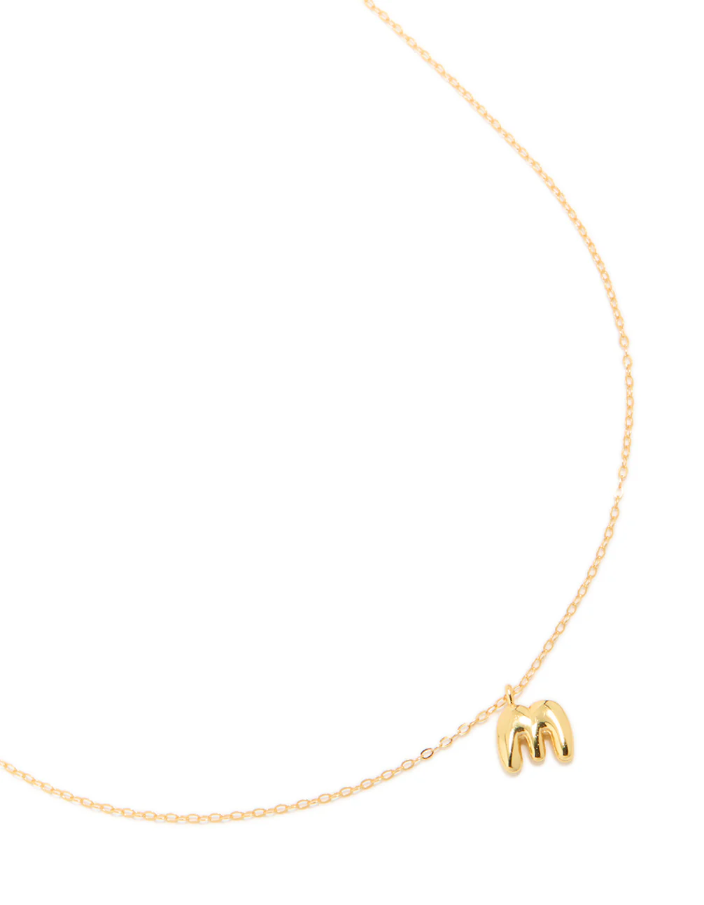 Gold Plated Sterling Silver Bubble Letter M Necklace - Image 2