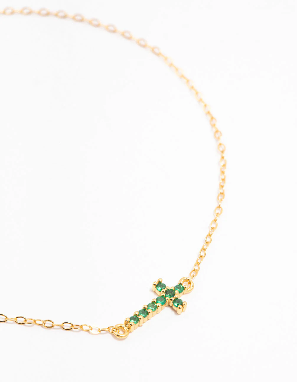 Gold Plated Sterling Silver Cubic Zirconia Cross Bracelet - Image 2