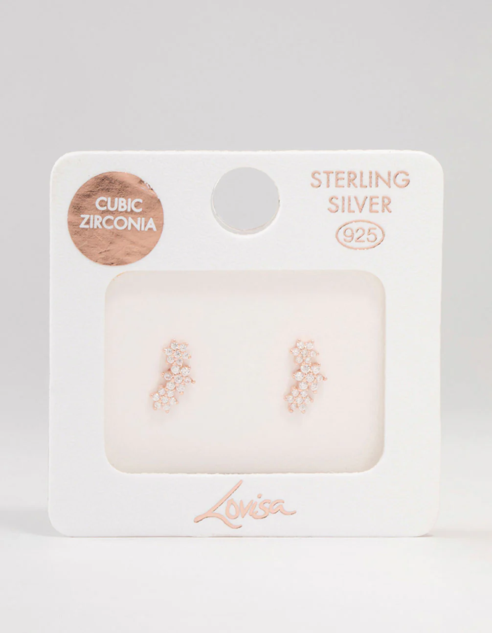 Gold Plated Sterling Silver Cubic Zirconia Flower Trio Stud Earrings - Image 3