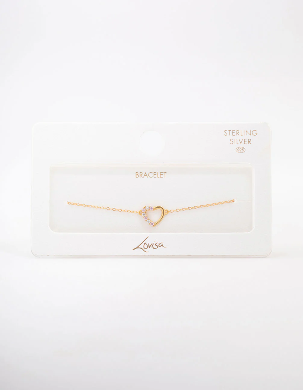 Gold Plated Sterling Silver Cubic Zirconia Heart Bracelet - Image 3
