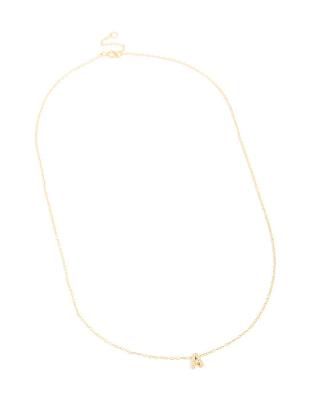 Gold Plated Sterling Silver Cubic Zirconia Pavé Letter A Necklace - Image 2