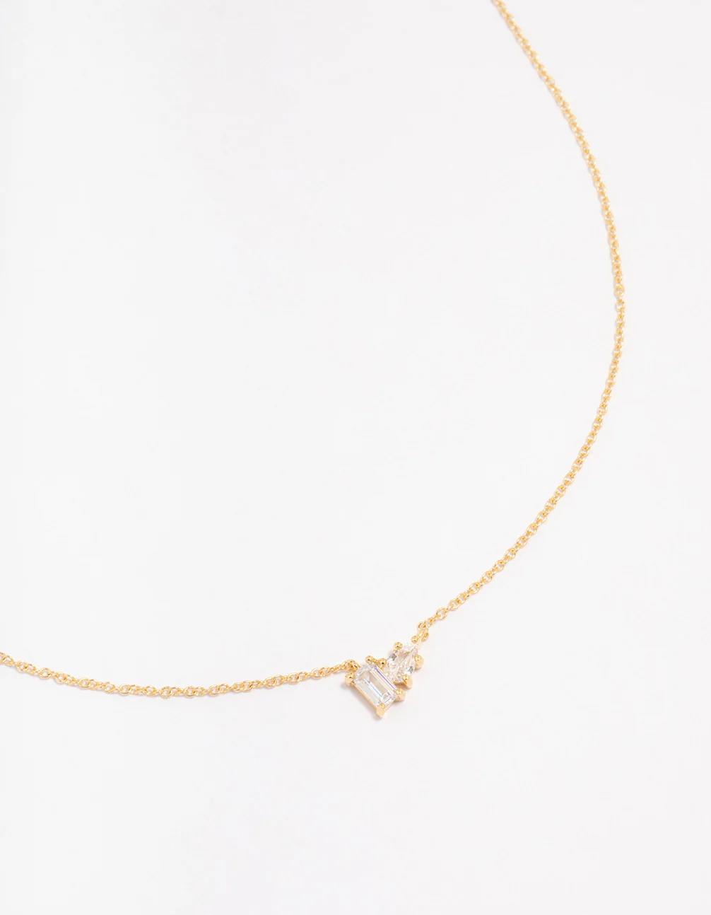 Gold Plated Sterling Silver Cubic Zirconia  Pear Pendant Necklace