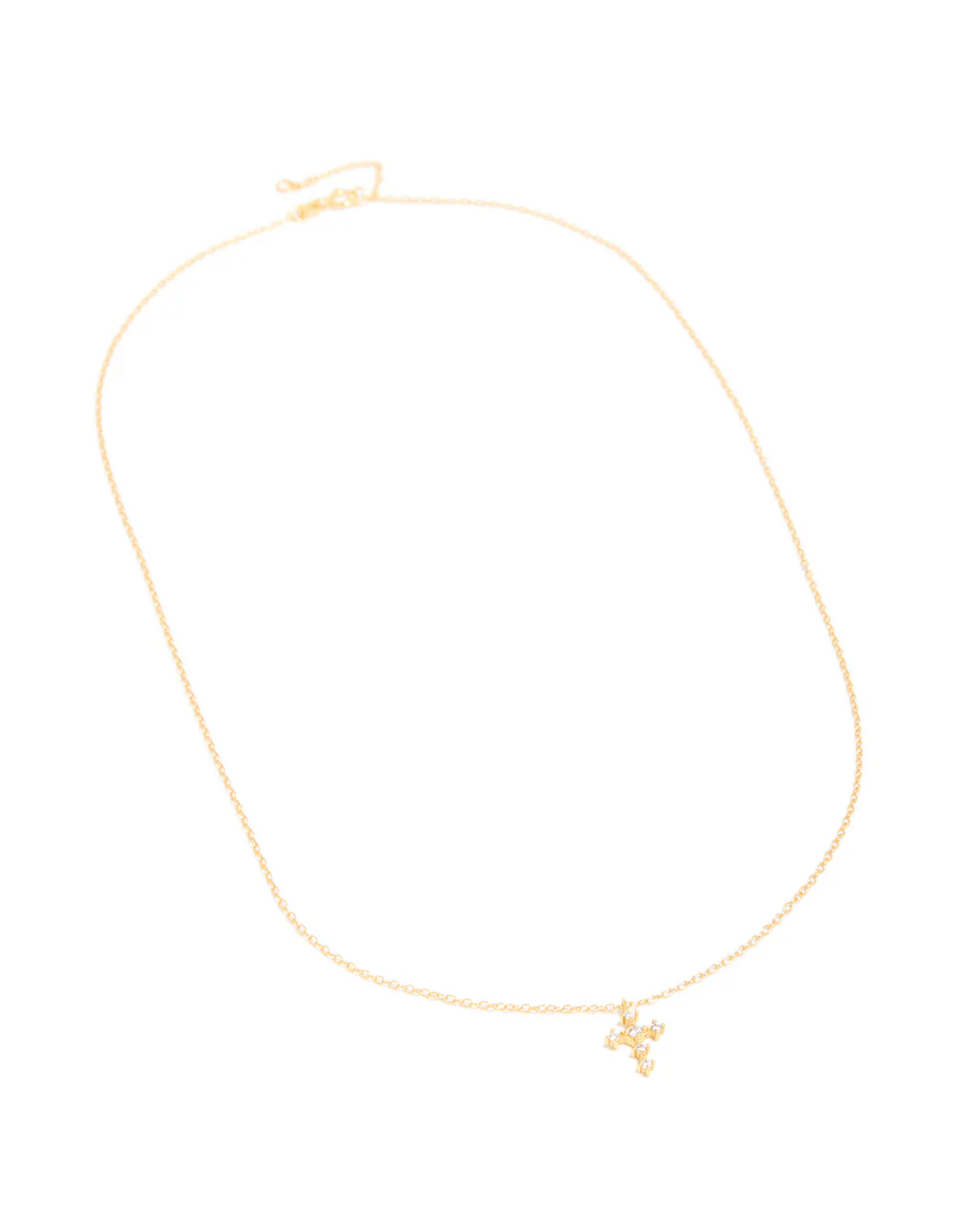 Gold Plated Sterling Silver Cubic Zirconia Round Cross Chain Necklace - Image 4