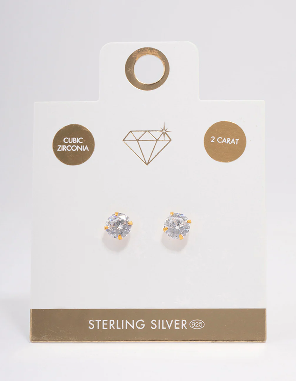 Gold Plated Sterling Silver Cubic Zirconia Stud Earrings - Image 2