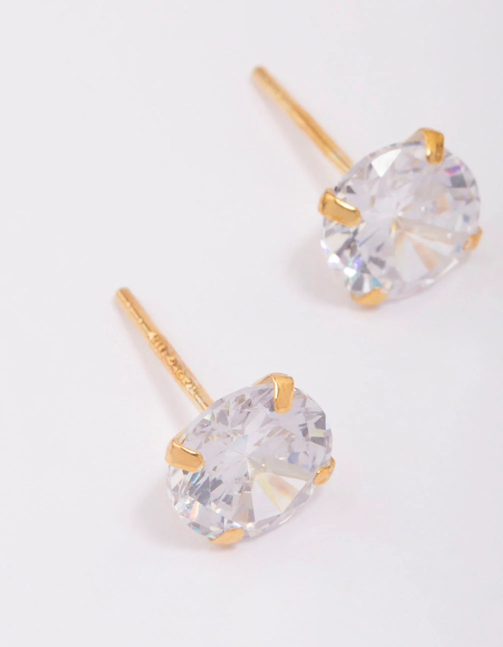 Gold Plated Sterling Silver Cubic Zirconia Stud Earrings - Image 3