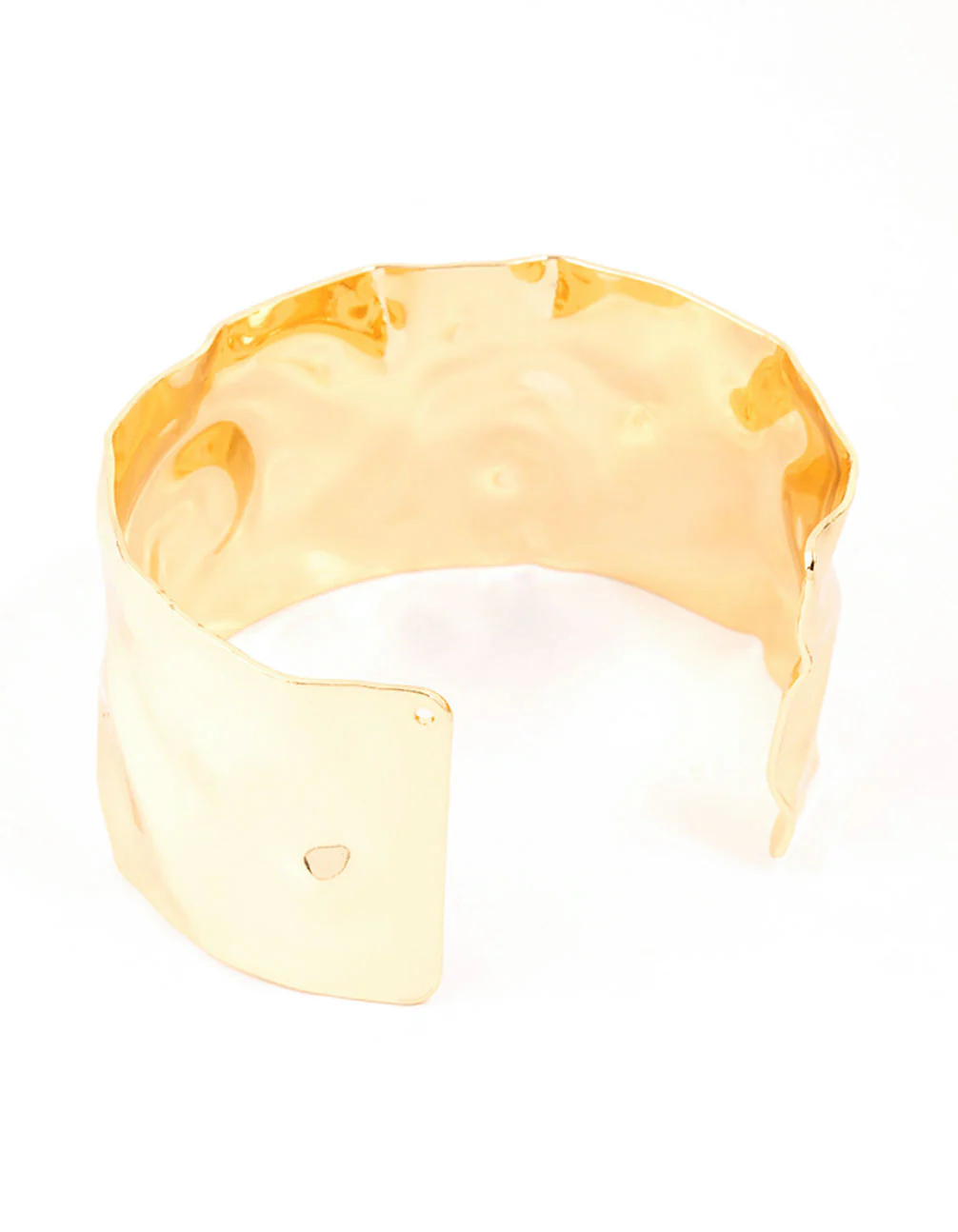 Gold Plated Hammered Wide Wrist Cuff - Image 3