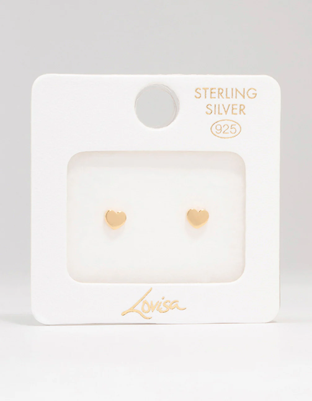 Gold Plated Sterling Silver Heart Stud Earrings - Image 3