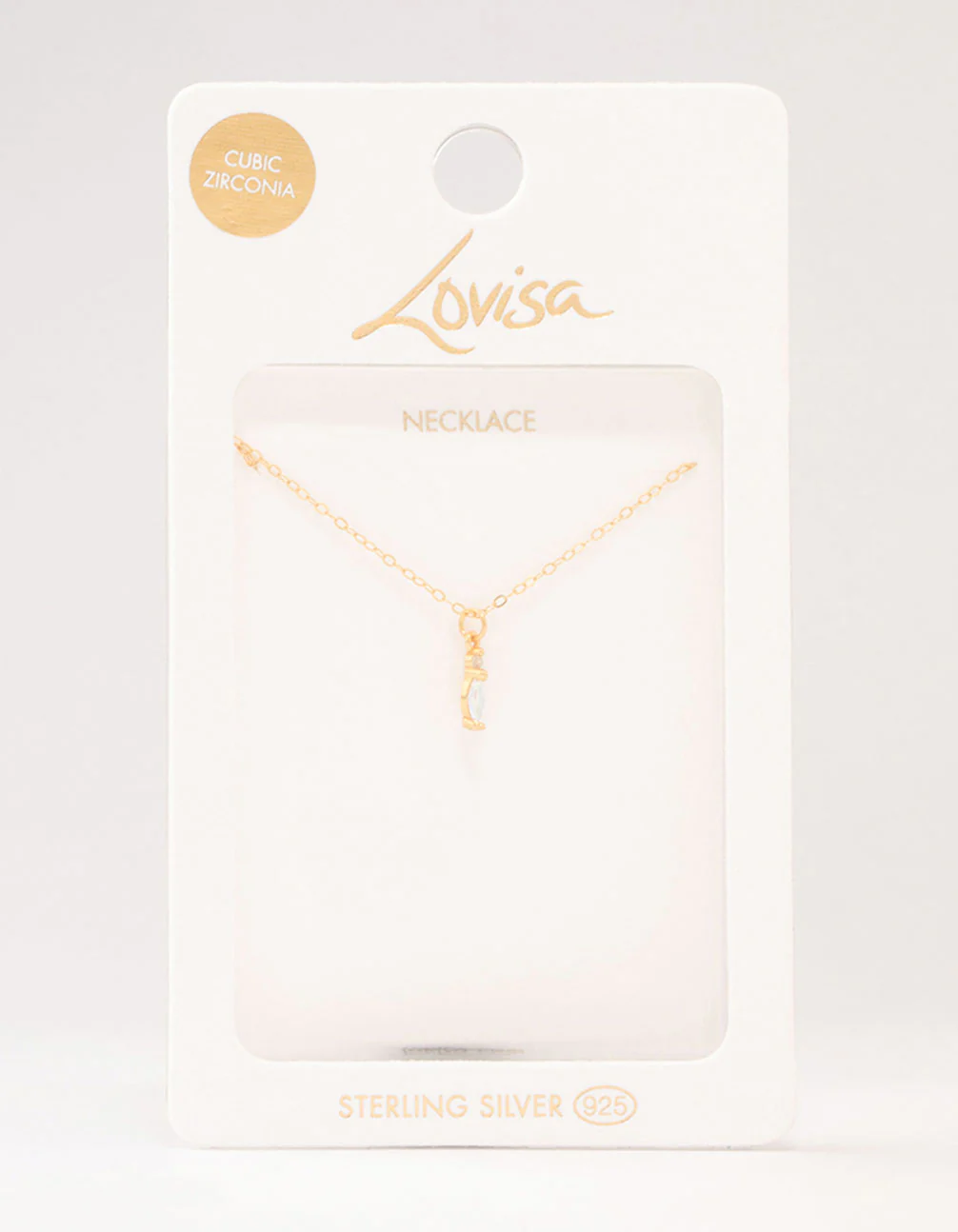 Gold Plated Sterling Silver Marquise Pendant Necklace - Image 3