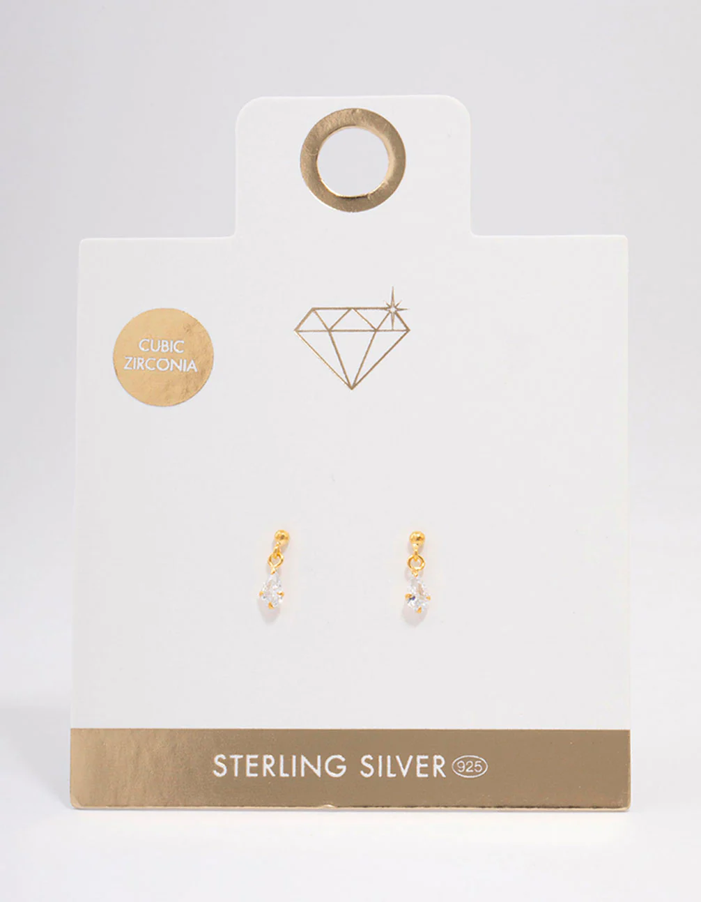 Gold Plated Sterling Silver Pear Cubic Zirconia Drop Earrings - Image 2