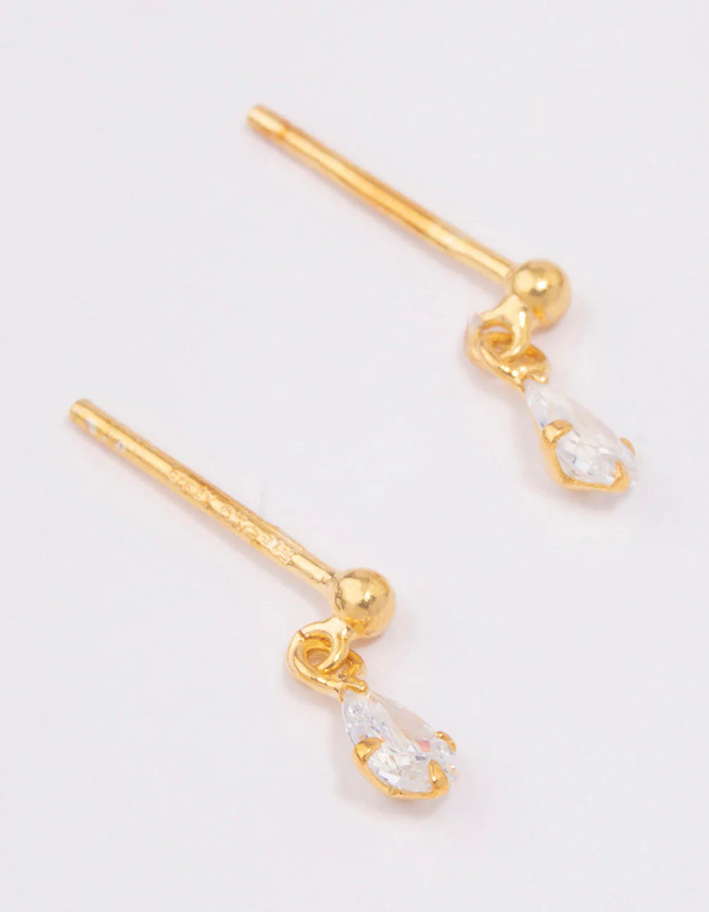 Gold Plated Sterling Silver Pear Cubic Zirconia Drop Earrings - Image 3