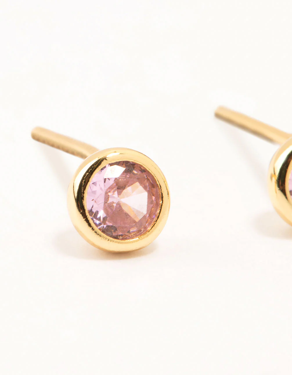 Gold Plated Sterling Silver Pink Czech Bohemia Crystal Stud Earrings - Image 2