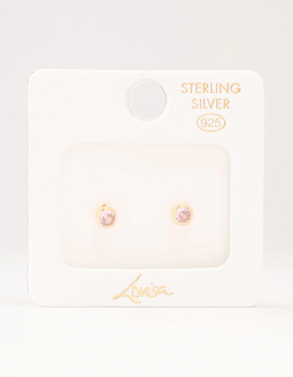 Gold Plated Sterling Silver Pink Czech Bohemia Crystal Stud Earrings - Image 3