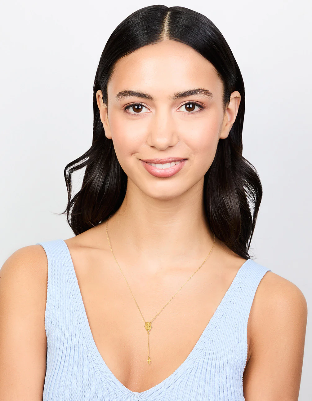 Gold Plated Sterling Silver Rosary Cross Necklace - Image 3
