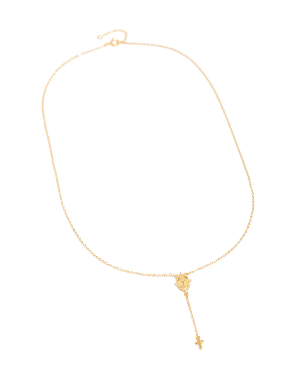 Gold Plated Sterling Silver Rosary Cross Necklace - Image 4