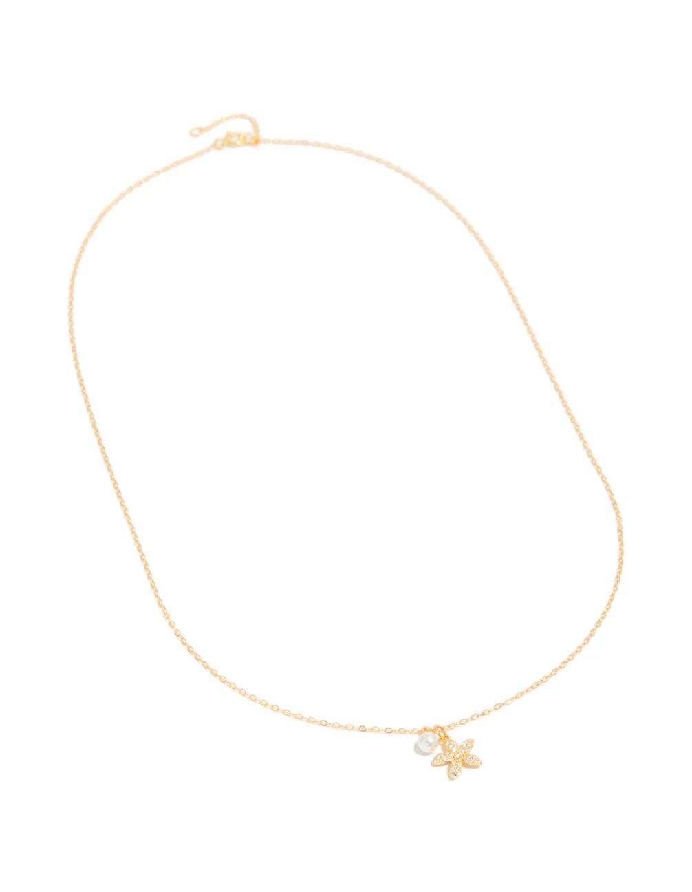 Gold Plated Sterling Silver Starfish Freshwater Pearl Chain Necklace - Image 4
