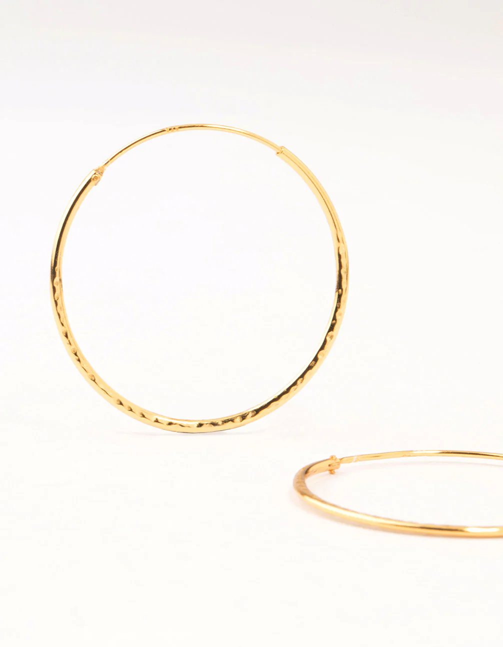 Gold Plated Sterling Silver Textured Hoop Earrings - Image 2
