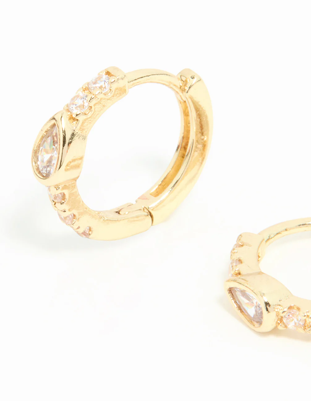 Gold Plated Stone Pave Hoop Earrings - Image 4