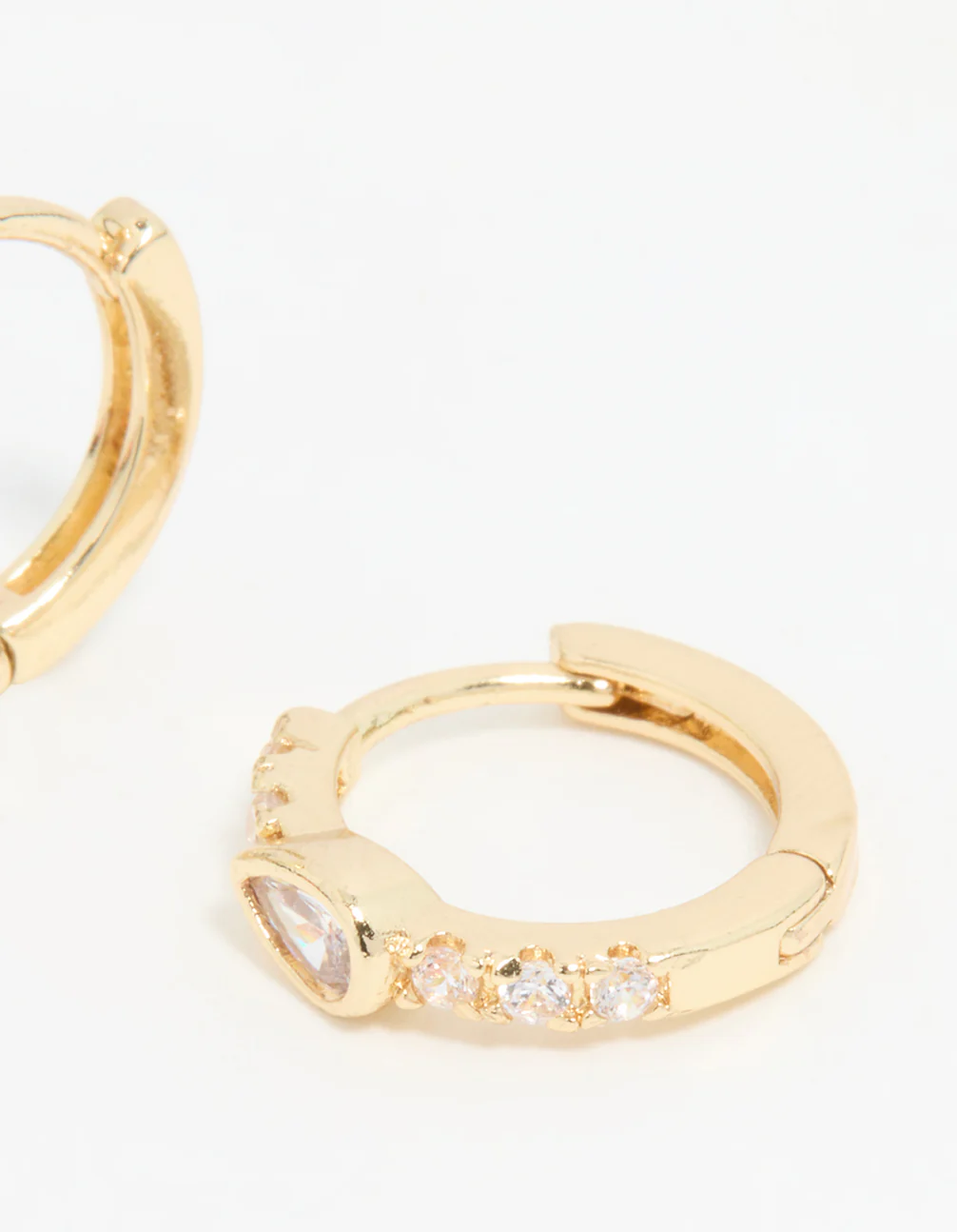 Gold Plated Stone Pave Hoop Earrings - Image 5