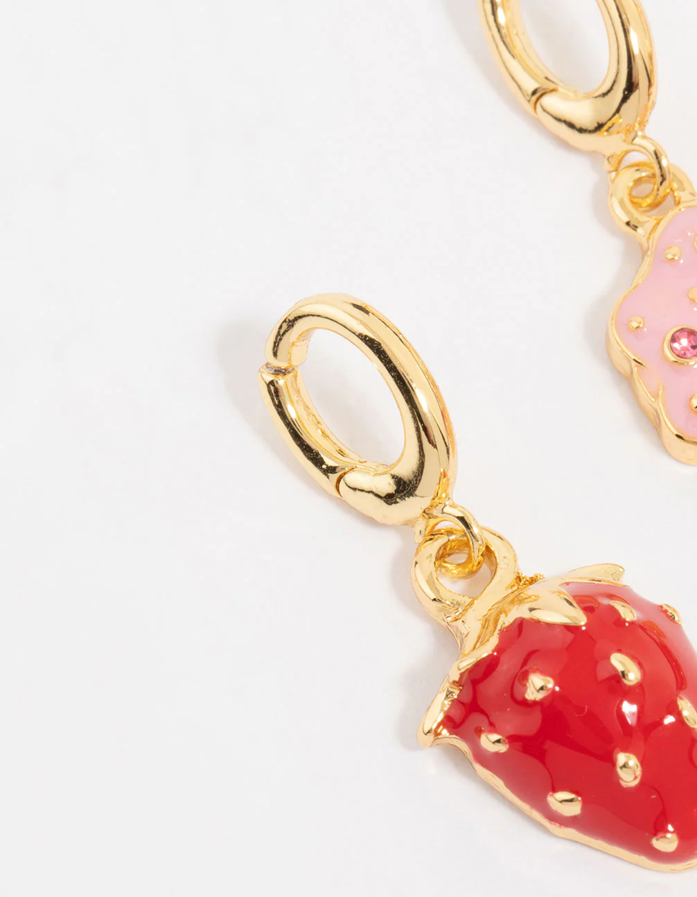 Gold Plated Strawberry & Doughnut Charms 3-Pack - Image 2