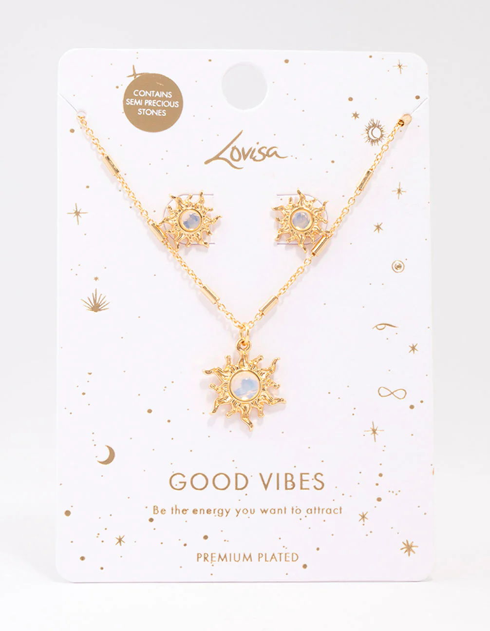 Gold Plated Sun Beam Necklace & Earring Jewellery Set - Image 2