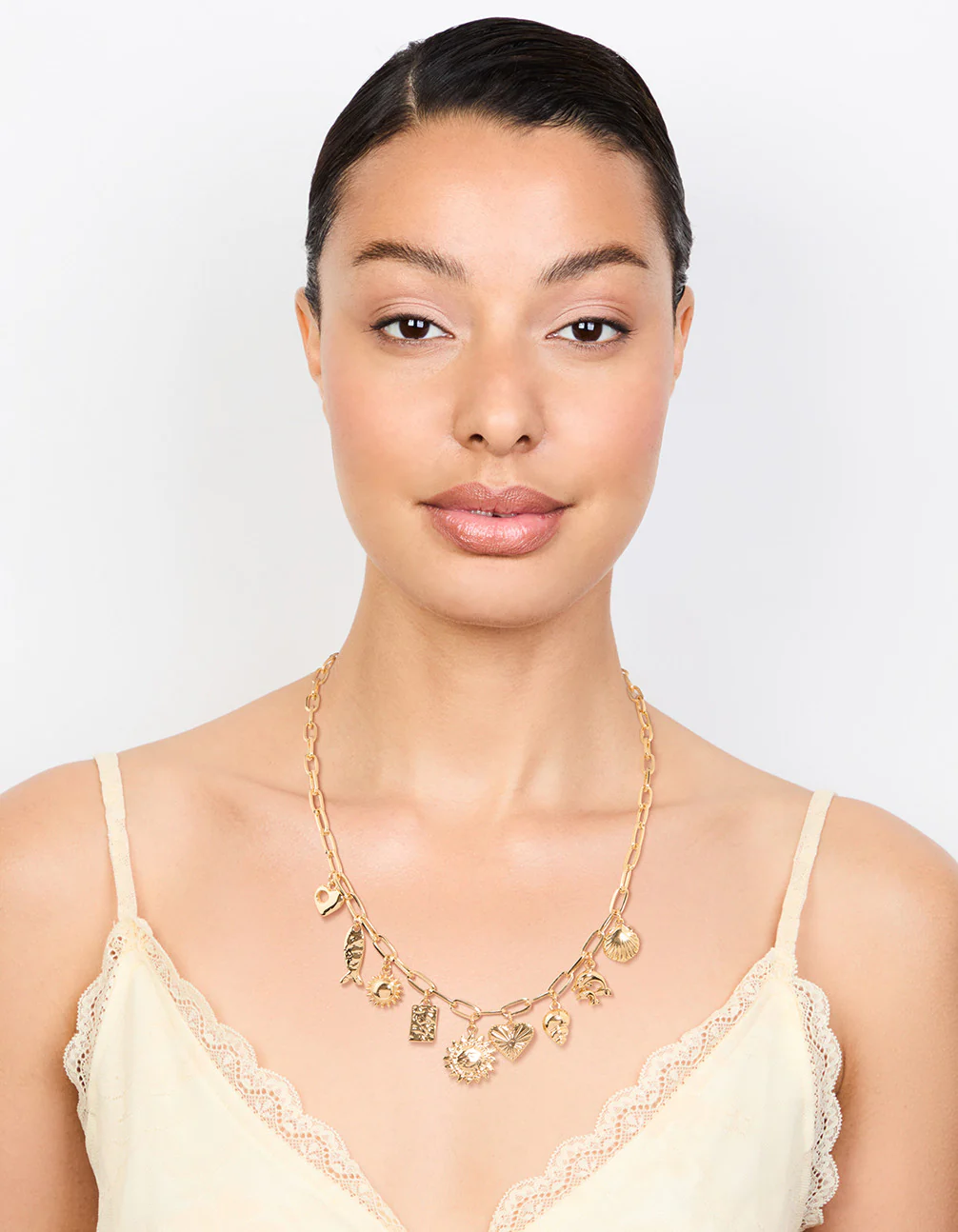 Gold Plated Sun & Shell Charm Necklace - Image 3