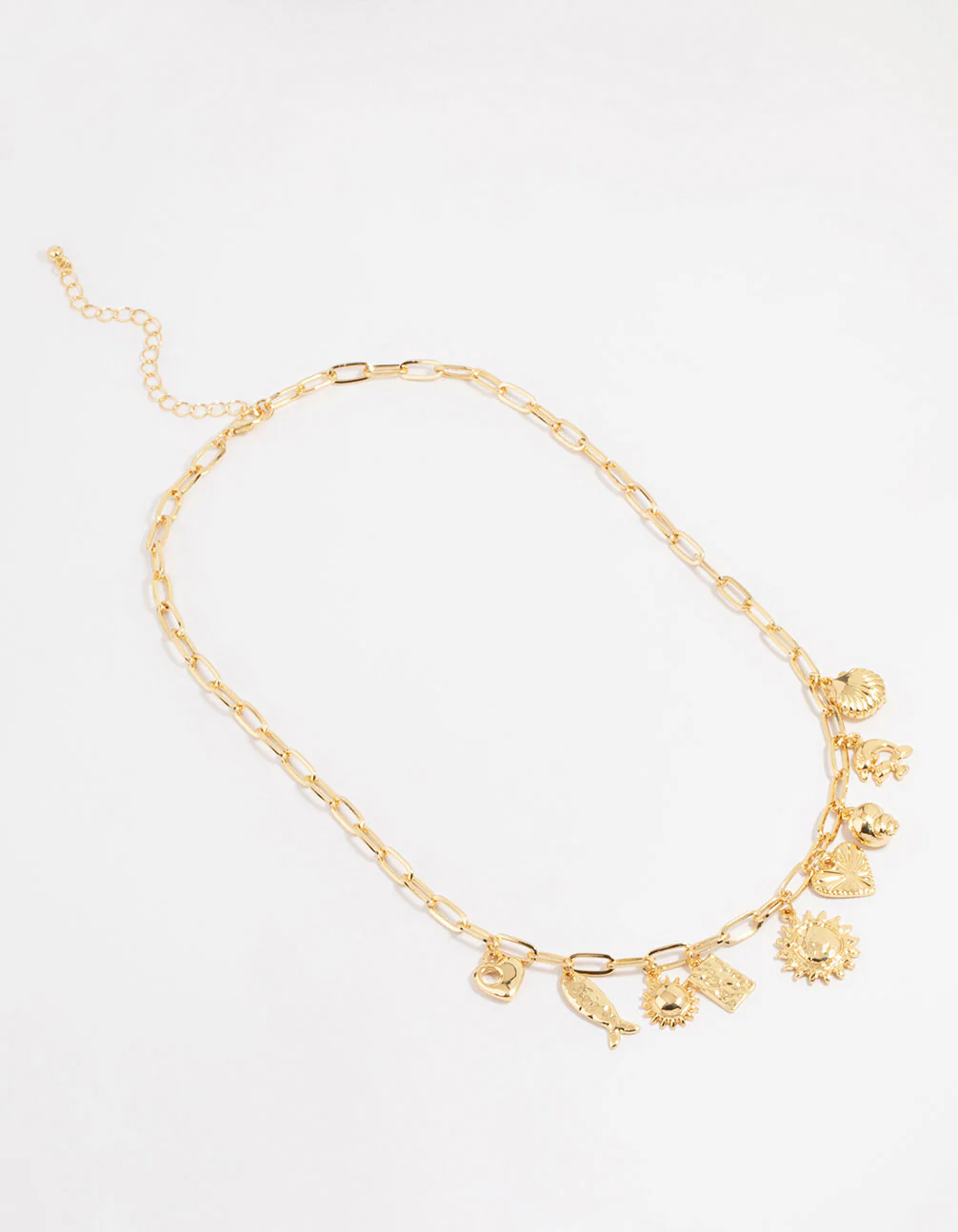 Gold Plated Sun & Shell Charm Necklace - Image 4