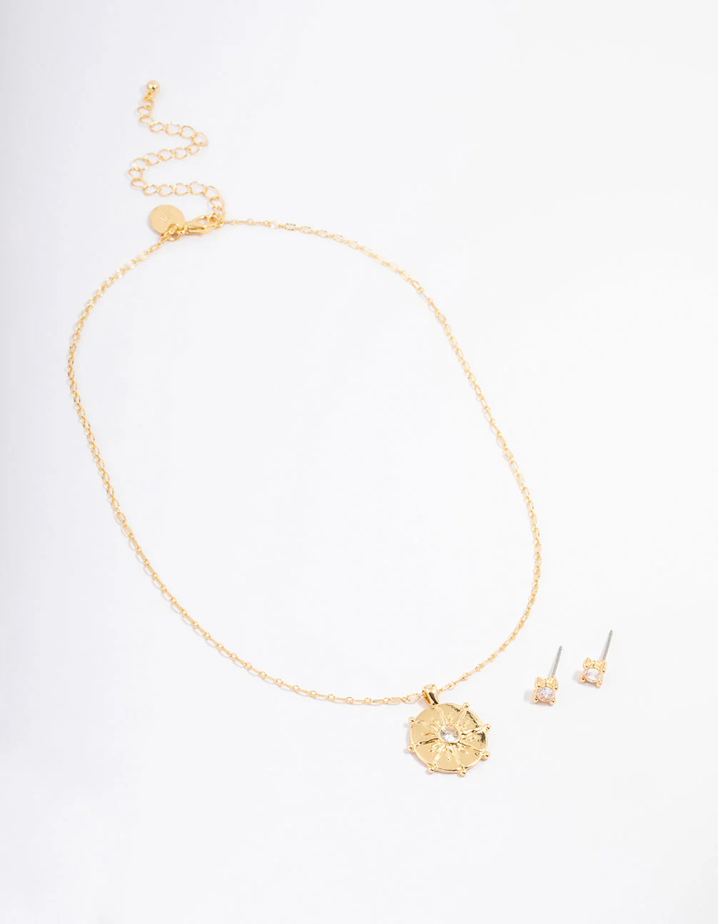 Gold Plated Sun Wheel Necklace & Earring Jewellery Set - Image 3