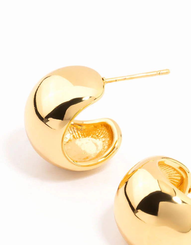 Waterproof Gold Plated Stainless Steel Bubble Hoop Earrings - Image 4