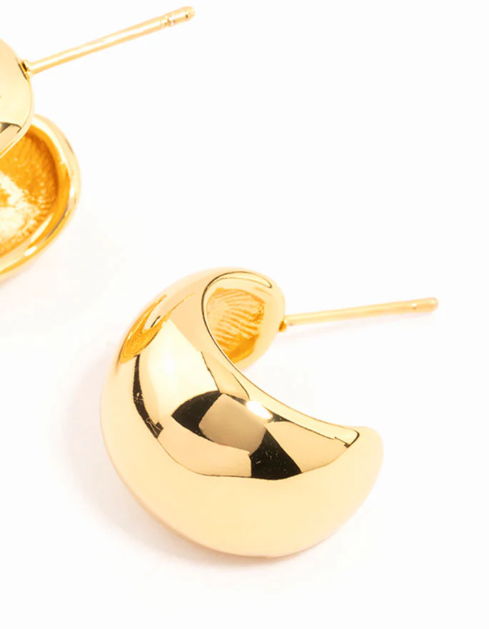 Waterproof Gold Plated Stainless Steel Bubble Hoop Earrings - Image 5