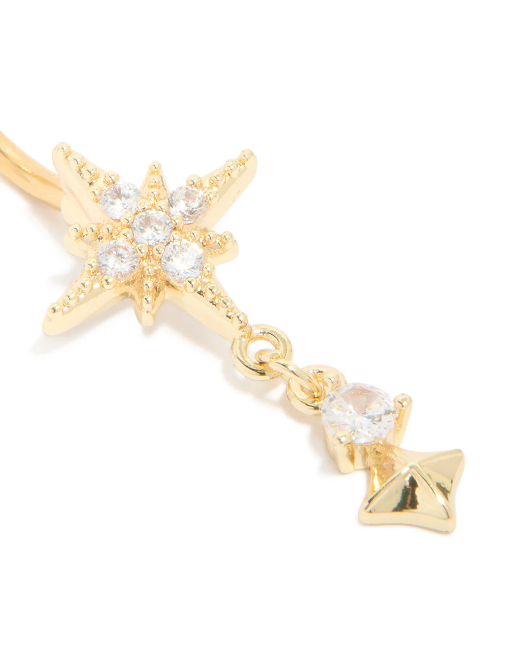 Gold Plated Surgical Steel Celestial Cubic Zirconia Belly Bar - Image 2