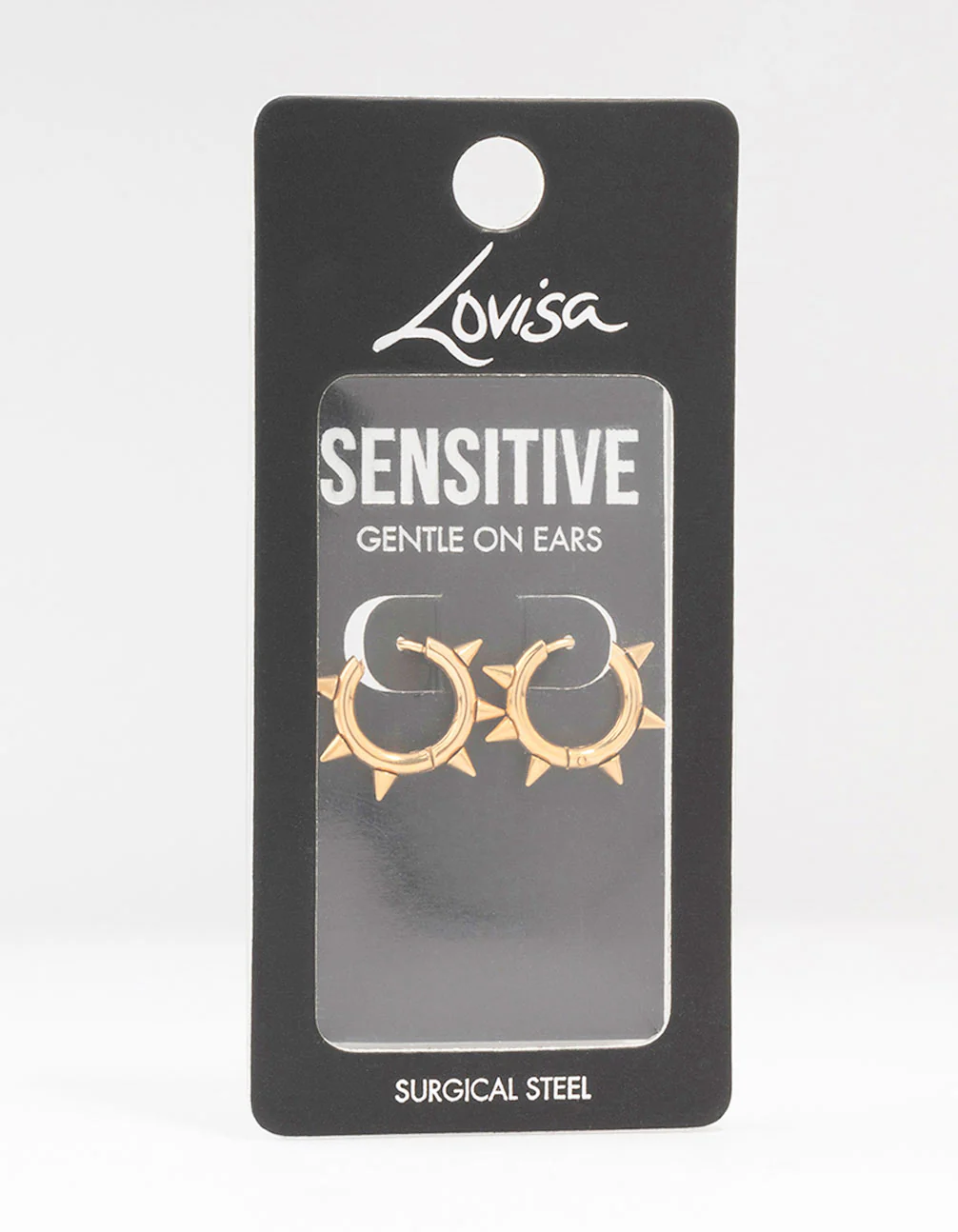 Gold Plated Surgical Steel Classic Spikey Huggie Earrings - Image 4