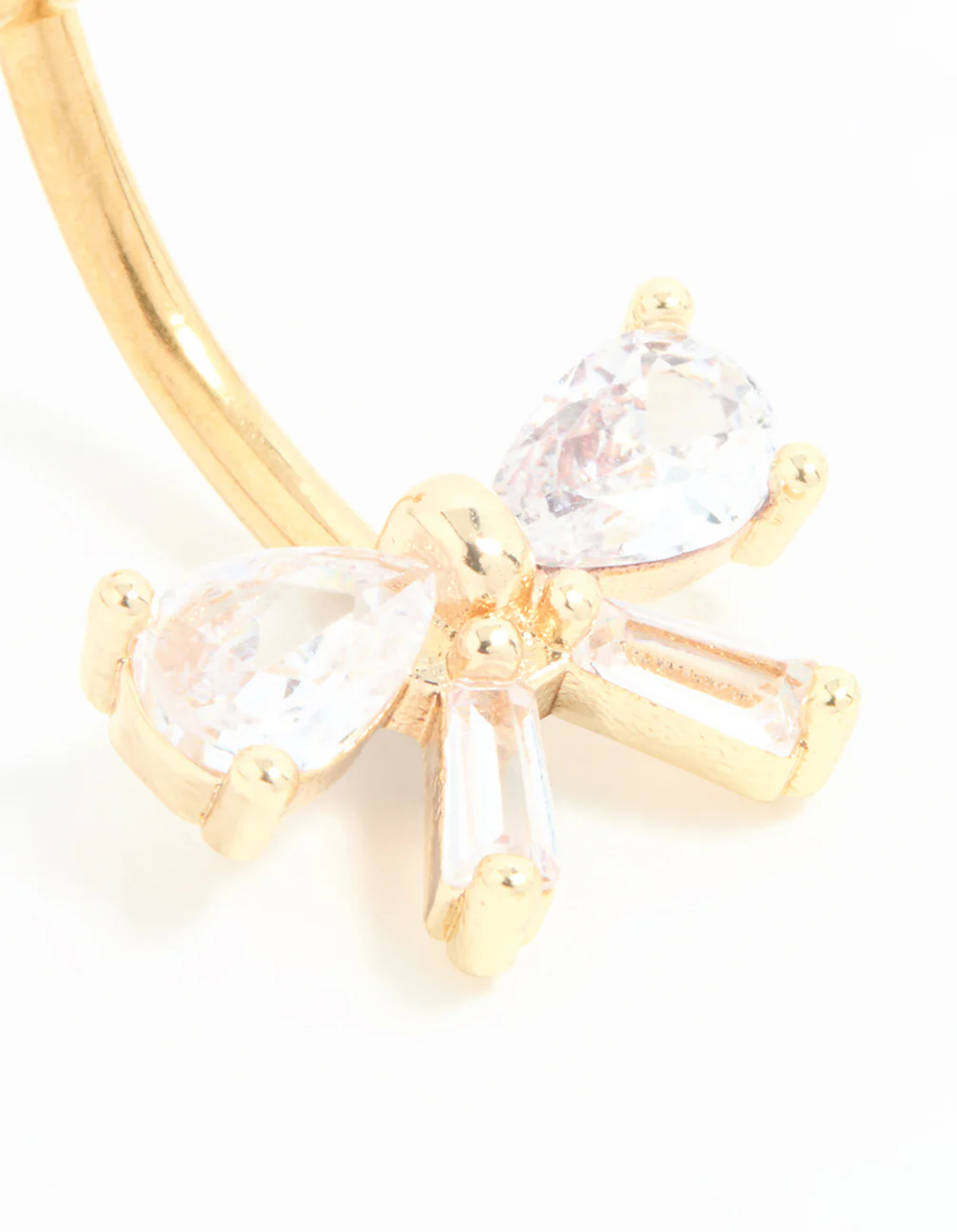Gold Plated Surgical Steel Cubic Zirconia Bow Belly Bar - Image 2
