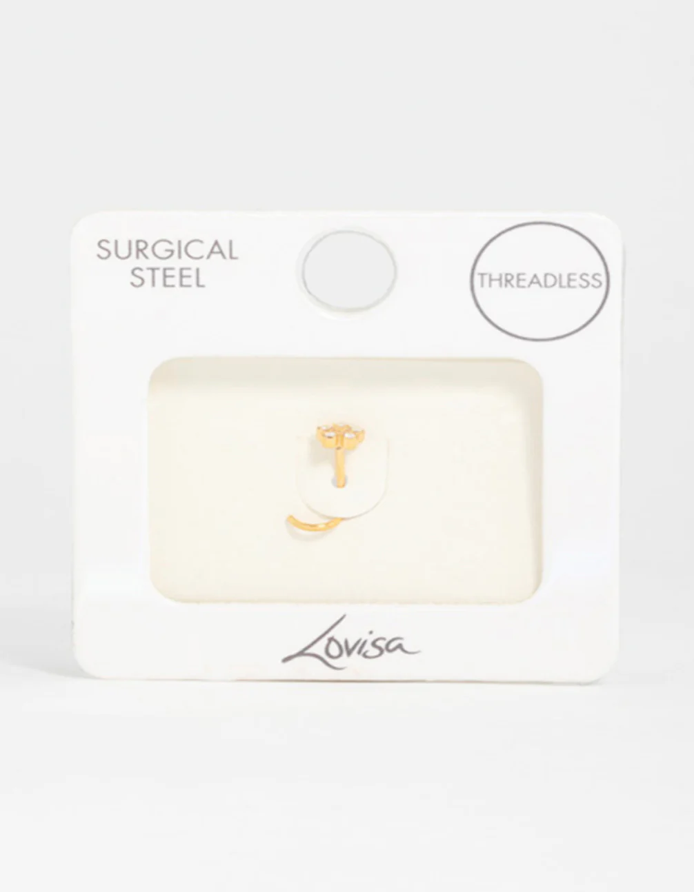 Gold Plated Surgical Steel Cubic Zirconia Flower Threadless Nose Stud - Image 3